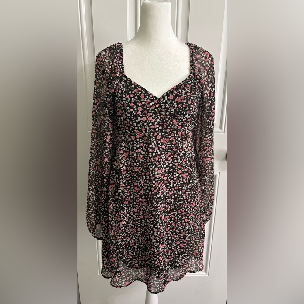 Blue Rain Black and Pink Floral Dress